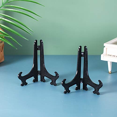 Artliving 5" Black 24pcs/Set Plastic Easels Plate Display Stands Picture Frame Stand Holder - color: Black, size: 5inch(24piece)