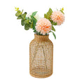MDEOOSKY Straw Woven Glass Vase 7.87''x1.96''x4.13''Boho Glass Flower Vase Country Rustic Style Vase Glass Vase for Floral Arrangements Bottle Height (B Style 7.87IN) - size: 7.87IN