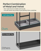 SONGMICS Jewelry Holder, Jewelry Organizer, Jewelry Display Stand with Metal Frame, Velvet Tray, Necklace Earring Bracelet Holder, for Studs, Rings, Gift Idea, Ink Black UJJS021B01