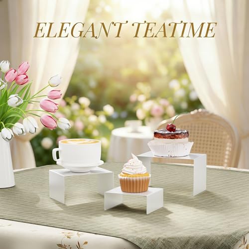 Gonice Metal Display Riser, 2 Sets Gold Display Stands for Dessert, Cupcake and Funko Pop Figures - color: white