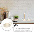 Luxshiny Ceramic Candle Holder Set 2Pcs Nordic Style Taper Candlestick Holders with Handle Small Beige Ceramic Candle Stands for Home Decor Wedding Dining Table Ambient Lighting