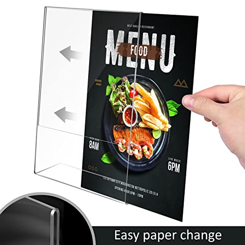 8.5x11 Inches Acrylic Sign Slant Back Holder, Plastic Display Stand,Brochure Holder, Table Top Sign Holder For Office, Home, Store, Restaurant (4pack)