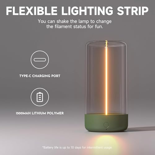 AUGE LIGHT Mini Minimalist Table Lamp Cordless Lamp Rechargeable Table Lamp Portable Nightstand Lamps Desk Lamps for Home Office Unique Ambient Light Mood Lighting for Desk Decor Beside(Dark Green) - color: Dark Green