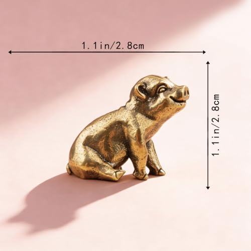 Vintage Mini Pig Brass Figurine Cute 3D Aminal Statues for Home Office Table Desk Mantle Decor Tea Pet Decoration Funny Gifts for Women Men Friend (HTBJ3611) - color: Fdjlcs3611