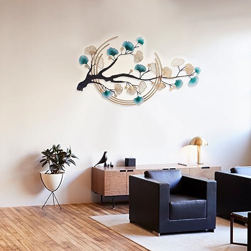YUYANSHOP 3D Ginkgo Tree Leaf Metal Wall Art, Modern Luxury Metal Wall Nature Art Decor, Metal Wall-Mounted Sculpture, Hanging for Living Room Bedroom Kitchen Decoration Gifts,110x68cm