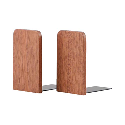 Muso Wood Book Ends for Shelves, Non-Slip Bookends, Heavy Duty Wooden Bookend Support for Books and Movies (Sapele 1 Pair) - color: Sapele-1 Pairs