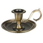 DECHOUS Taper Candle Holder Vintage: Antique Brass Candlestick Holder with Handle - Hand Held Bronze Chamberstick Candleholder for Home Table Centerpiece Wedding Party