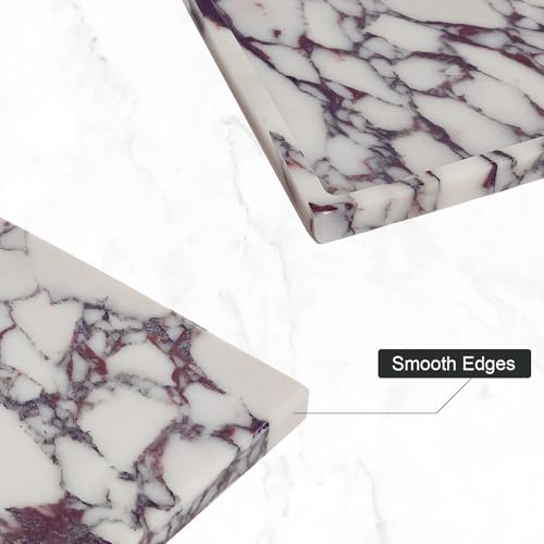 Natural Marble Decor Tray - Hand-Polished Luxury Organizer for Vanity, Bathroom | Cosmetics Perfume Jewelry Display Tray (Calacatta Violet, 12" x 8" x 0.7") - color: Calacatta Violet, size: 12" x 8" x 0.7"