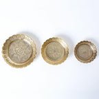 Shubhkart Premium Solid Brass Nakshi Plate Set (3 Sizes: L/M/S) – Handcrafted Decorative Puja Plates for Aarti, Temple, Festivals & Home Mandir Décor | Elegant Brass Thali Set for Diwali & Gifting - size: Combo (S, M, L)