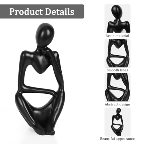 Sandstone Resin Thinker Style Abstract Sculpture Statue Collectible Figurines Home Office Bookshelf Desktop Decor (Small Black, Right) - color: Small Black, size: Right 1pc