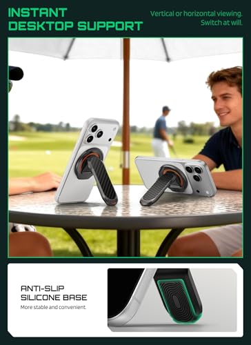 SUPCASE Magnetic Golf Cart Phone Holder, Dual-Sided Magnetic Phone Stand Mount Compatible with MagSafe iPhone 17/16/15/14 & Galaxy S26 Ultra, Golf Accessories Golf Gifts for Men Women Golfers, Black