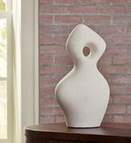 Signature Design by Ashley Arthrow Modern 14 in. Ceramic Abstract Sculpture, White - size: 8.13" W x 5" D x 14.75" H