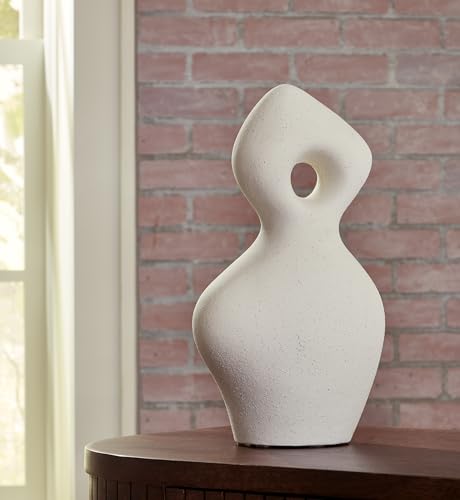 Signature Design by Ashley Arthrow Modern 14 in. Ceramic Abstract Sculpture, White - size: 8.13" W x 5" D x 14.75" H