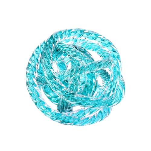 Glass Knot Teal Orbit Ball - 6 Inch Hand Blown Infinity Sculpture Decor Glass Orbit Home Decor Table Decoration Interio Art - color: Teal, size: 6" Diameter