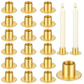 18 Pcs Gold Taper Candle Holders, Metal Candlestick Holders for Pillar Candles, Wedding Anniversary Dinner Party Centerpieces Decor