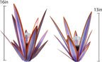 Metal Agave Plant Garden Art, 2 Pack Tequila Rustic Sculpture, Rustic Metal Agave Plants Garden Lawn Home Ornaments, for Yard Stakes, Garden Figurines, Outdoor Patio (2 PCS Purple with Light) - color: 2 Pcs Purple With Light