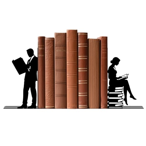 Metal Bookends Lovers Bookends Decorative Modern Book Ends for Shelves Bookshelf Home Office Desk Reading Decor Space-Saving Desk Organizer Decorative Shelf Stoppers for Books - style: Lovers Decorative Bookends