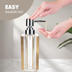 4-Piece Gold Bathroom Accessories Set — Soap Dispenser, Soap Dish, Mouthwash Cup & Toothbrush Holder, Acrylic with Brushed Gold Accent, Luxury Bathroom Vanity Countertop Organizer for Home - color: Gold