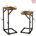 5-Level Adjustable C-Shaped End Table, Small Side Table for Couch, Sofa TV Tray Table for Living Room, Bedroom, Bedside ET-ZA-BRW1 - color: Rustic Brown