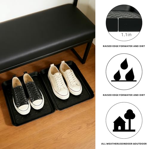 3Pcs Boot Tray 14 x 11 Inch Waterproof Boot Mat Wet Shoe Tray & Pet Food Mat, Multi-Purpose Garden Tool for Entryway Indoor Boots Shoes Pets