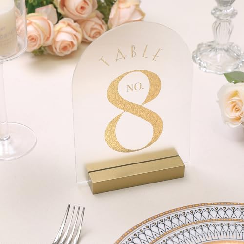 UNIQOOO 20 Pack 4" Gold Birch Wood Stands for Wedding Acrylic Sign, Wood Table Number Holders for 1/8 Thick Acrylic Sheets | Wedding Display Stand, Card Holder for Bar Menu, Retail Sign, Party - color: Gold Birch 20 Pack