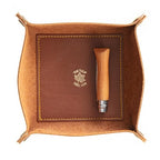 USA Handmade Premium Leather Valet Tray, Folds Flat! Dice Rolling Basket and Organizer with Brass Snaps (Chestnut Gold, Medium) - color: Chestnut Gold, size: 5" x 5" x 2"