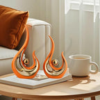 Set of 2 Abstract Statues, Modern Resin Sculptures, Handcrafted Figurines for Living Room and Library, Orange Golden