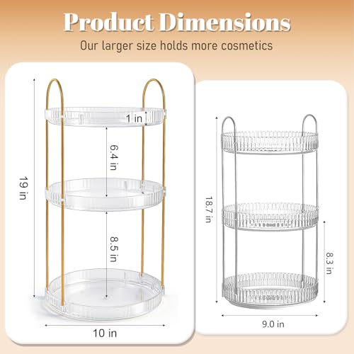 Anyoifax 360° Rotating Makeup Organizer 3 Tier Large Capacity Perfume Skincare Tray for Dresser Spinning Bathroom Counter Organizer for Vanity Lazy Susan Turntable Storage for Kitchen, Clear - size: 3 Tier