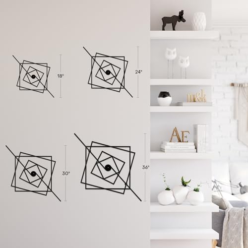 SIGNLEADER Metal Wall Decor Geometric Abstract Minimalist Modern Luxury Wall Sculpture Hangings 3D Statue Home Decoration for Living Room, Bedroom, Bathroom, Kitchen, Fireplace, Office - 18" Black - color: Gry08-2405-m08, size: 18" Black