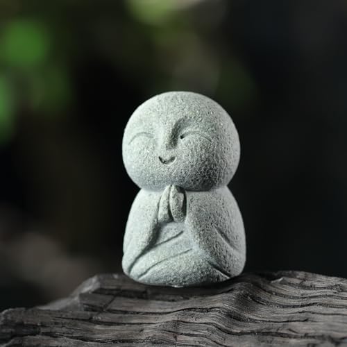 Landical Buddha Sandstone Statues, Zen Monk Praying Statue Sculptures Ornament for Wealth Good Luck Feng Shui Decor Home Office Car Decoration(Prayer Monk) - style: Prayer Monk