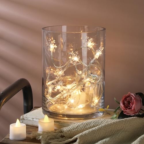 6" Wide 8" High Large Hand Blown Sturdy Clear Cylinder Glass Vase, Centerpiece Flower Vase for Rose, Tulip, Boquets, Hurricane Candle Holder (1, 6"x8") - size: 6"x8"