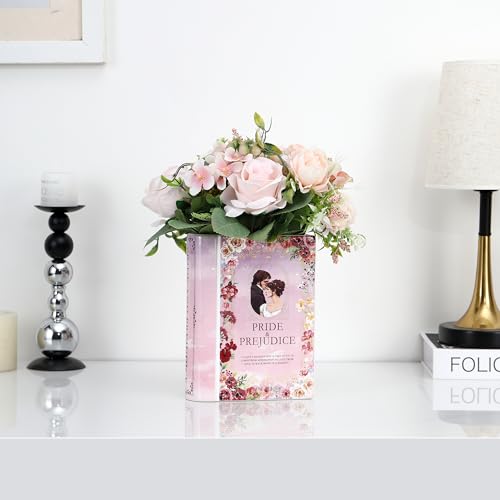 Ceramic Book Vase, Book Vase for Flowers, Book Flower Vases, Ceramic Book Shaped Vase, Unique Ceramic Vases for Home, Office, Bedroom, Living Room, Dining Table - color: Pride&prejudice, size: Ceramic-8"