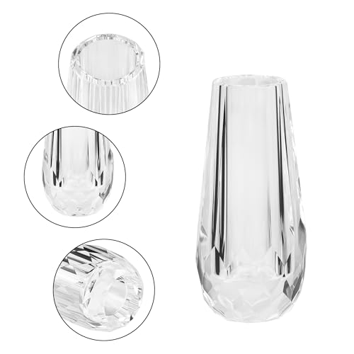 Kitcom Small Flower/Bud Crystal Vase Decorative Vases for Home or Wedding, Outline Dimensions W2.8''xH6', Clear with Gift Box - size: Medium