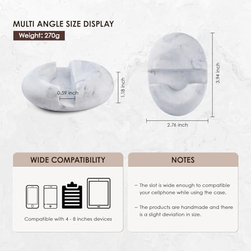 Artificial Marble Cell Phone Stand for Desk Handcraft Pebble Shape Minimalist Decor for Desk Kitchen Counter Office Easy of Use Sturdy and Stable(White) - style: white pebble stone