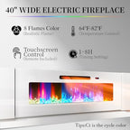 AMERLIFE Fireplace TV Stand with 40" Fireplace, 80" Modern Fireplace Entertainment Center LED Lights, 2 Tier TV Console Cabinet for TVs Up to 90", White & White - color: White & White, size: 80"