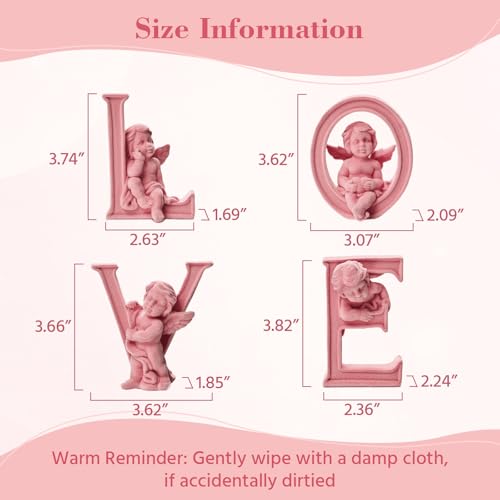 Cupid Statue Velvet Flocked Sculpture Anniversary Wedding Gifts, Cherub Angels Statue Romantic Love Figurine Spring Decor for Home, Living Room, Bookshelf, Coffee Table Decor (Pink) - color: Cupid-pink