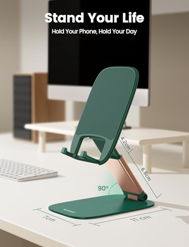 Lamicall Ultra-Thin Cell Phone Holder, Green Office Desk Accessories for iPhone Stand, Gifts for Valentine Teen Boys Girls Adults Women Men Grandkids, Workspace Desk Organizer, Green Office Decor - color: Green