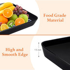 greenandlife 4 pcs 16" x 11" Large Serving Trays for Party Supplies, Plastic Platters for Serving Food, Unbreakable Reusable Trays for Snack, Fruit, Cookies, Desserts in Kitchen, BPA Free, Black - color: Black