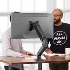 WALI Single Monitor Arm for 13-27 inch Screens, Adjustable Single Monitor Mount Holds 19.8lbs, Computer Monitor Stand for Desk, Clamp and Grommet Base, VESA 75/100mm (GSMP001), Matte Black - size: 13"-27", style: Single Arm