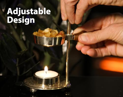 Christian Incense Burner, Cross Incense Holder - Tea Light Candle or Charcoal Resin Heated for Home Decor, Beautiful Adjustable Design for Worship and Spiritual Gifts, Offering a Calming Atmosphere. - color: Cross Brass Burner Candle Heated