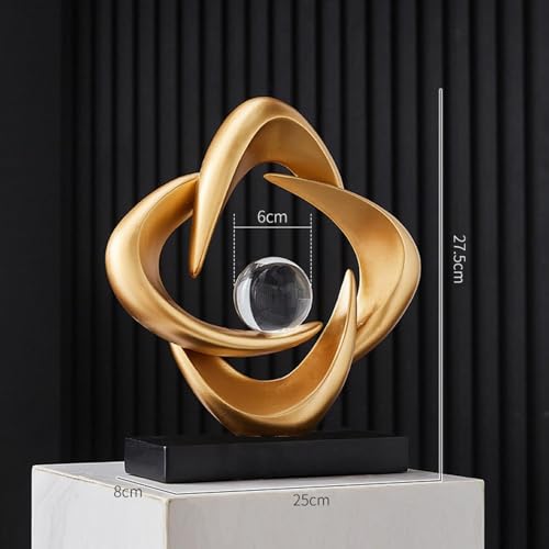 Cool Stuff to Put on Shelves Modern Abstract Sculpture Decoration, White Resin Tabletop Decorative Item Room Decor Aesthetic(Gold a) - color: Gold a