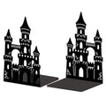 Peacoblue Metal Bookends for Shelves, Modern Decorative Heavy Duty Study Book Ends Stoppers for Office, Desk, Shelf, Room 5.3"x4.3"x7.9" Cast Iron Simple Tall Bookends 1 Pair (Castle) - style: Castle