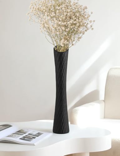 Black Vase 16" Tall Table Ceramic Vases,Skinny Long Vase for Pampas Grass,Modern Minimalist Style Flower Vases for Home Decor Office Decoration,Centerpieces - color: Tallvase-black
