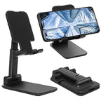 Cell Phone Stand, Folding Desktop Phone Stand, Angle Height Adjustable Mobile Phone Holder for Desk, Office, Tablet Stand Compatible with All Phones 4-10 Inches Cell Phone/Tablet (Black) - color: A-Black