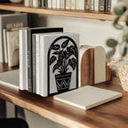 Peacoblue Metal Bookends for Shelves, Modern Decorative Heavy Duty Study Book Ends Stoppers for Office, Desk, Shelf, Room 5.3"x4.3"x7.9" Cast Iron Simple Tall Bookends 1 Pair (Potted Plants) - style: Potted Plants