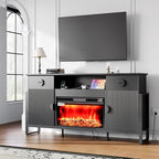 LGHM 70'' Fireplace TV Stand for TVs Up to 80 Inch, Fluted TV Stand with 30" Fireplace & Power Outlets, Farmhouse Entertainment Center with Storage Drawers for Living Room, Black - size: 38''H & Fireplace