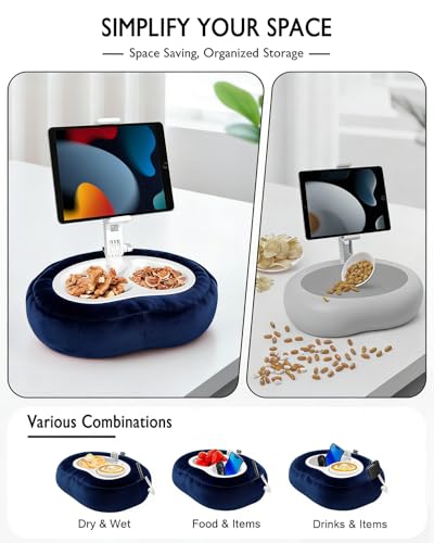 Miledi Tablet Pillow Stand, Compatible with 4.7"-12.9" Kindle, iPad, Phone/Tablet, 360° Rotating Phone Holder for Bed, Detachable Bowl, Reading and Relaxation on Bed (Blue) - color: Blue