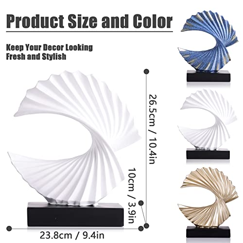 White Wave Sculpture, Modern Ocean Wave Home Accents, Resin Art Statue for Shelf, Coffee Table, TV Stand Adornos Modernos - color: White