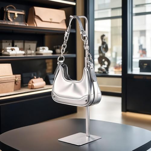 3 pcs Purse Holder Handbag Display Stand: Silver Hanger Rack for Bags, Purses, and Wreath, Adjustable Hook Stand for Tabletop, Closet, and Retail Use for Vendors - color: Silver