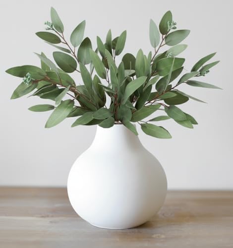 Carrot's Den White Round Vase - Minimalist Nordic, Japandi, Mid Century Modern Home Decor | Table Centerpiece, Wedding, Living Room, Bookshelf, Office, Modern Home, Entryway, Console (White)